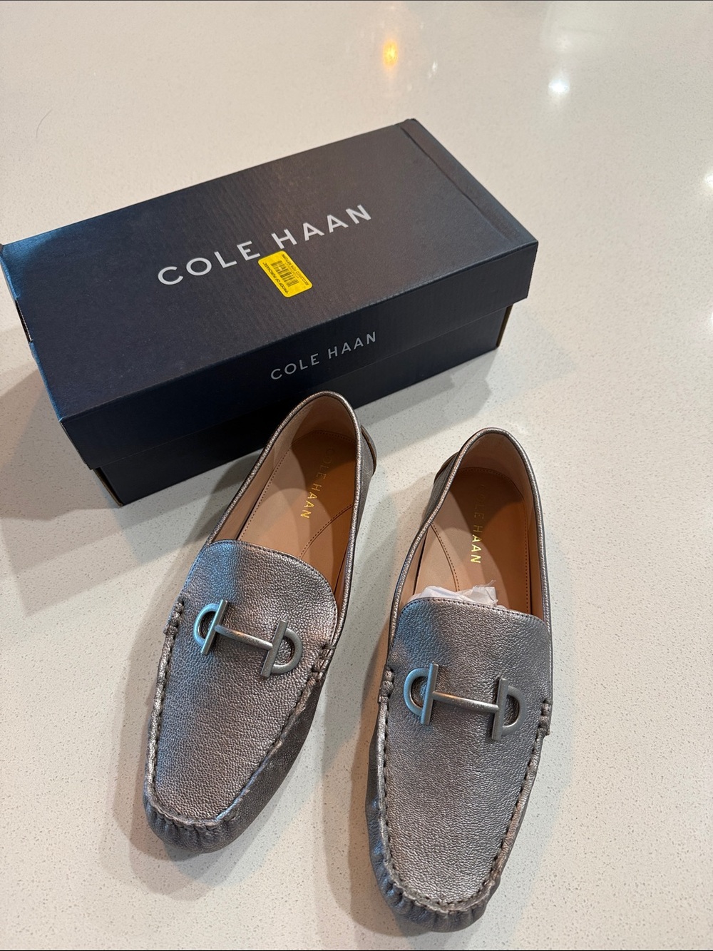 Cole Haan Tully Driver Pewter Women’s Loafers Shoes Size 6 1/2